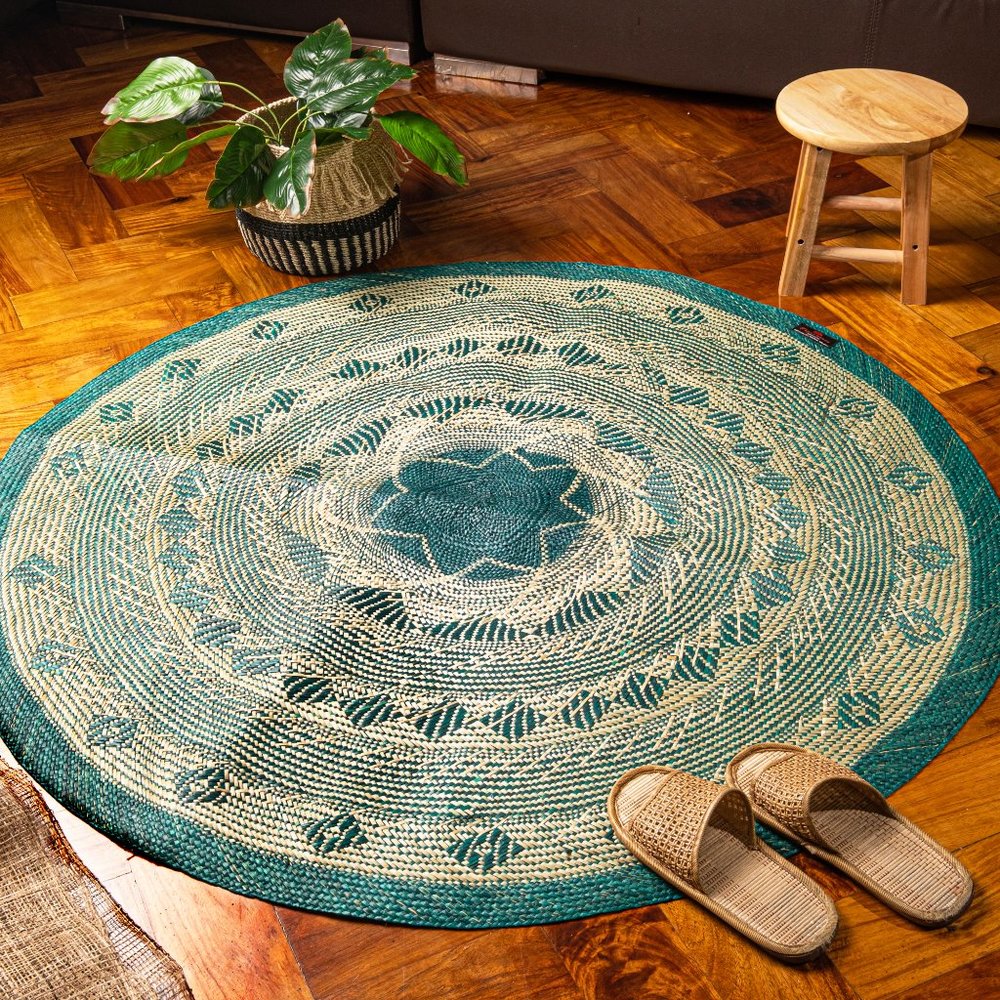 Multi-color Hand Woven Round Rug for Living Room, Bohemian Round Rug